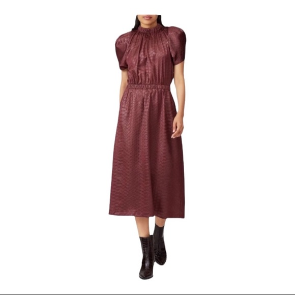 sea new york maroon simone snake satin midi dress - Picture 2 of 13